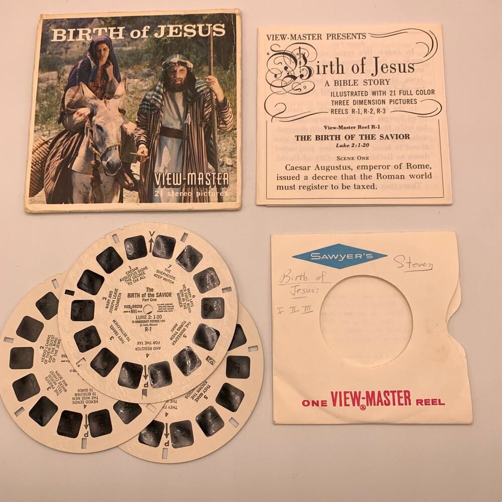 Vintage Sawyer's View-Master Birth of Jesus Packet B875 3 Reel Set with Booklet